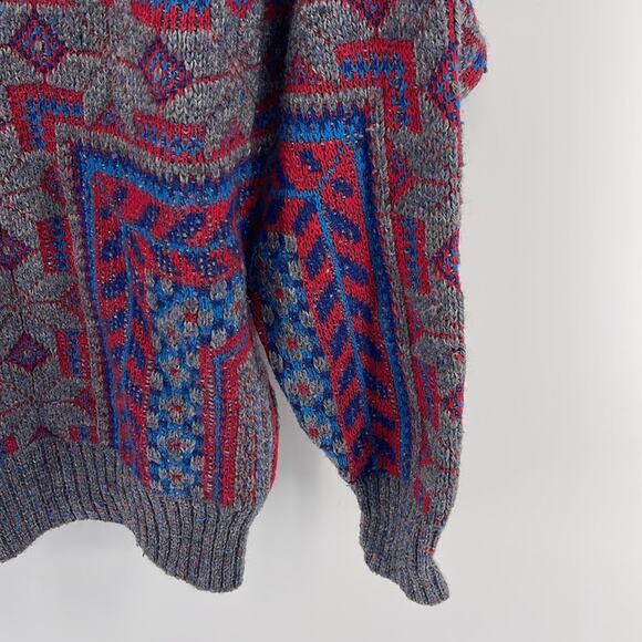 Vintage Crossings wool blend fair isle grandpa crewneck sweater sz M - Picture 5 of 7